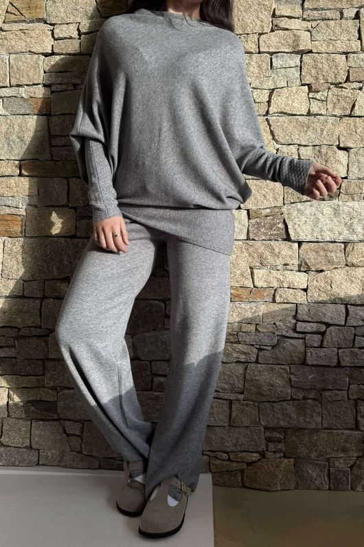 Elbury Huggle Luxury Knit Co Ord Set Grey Marl 